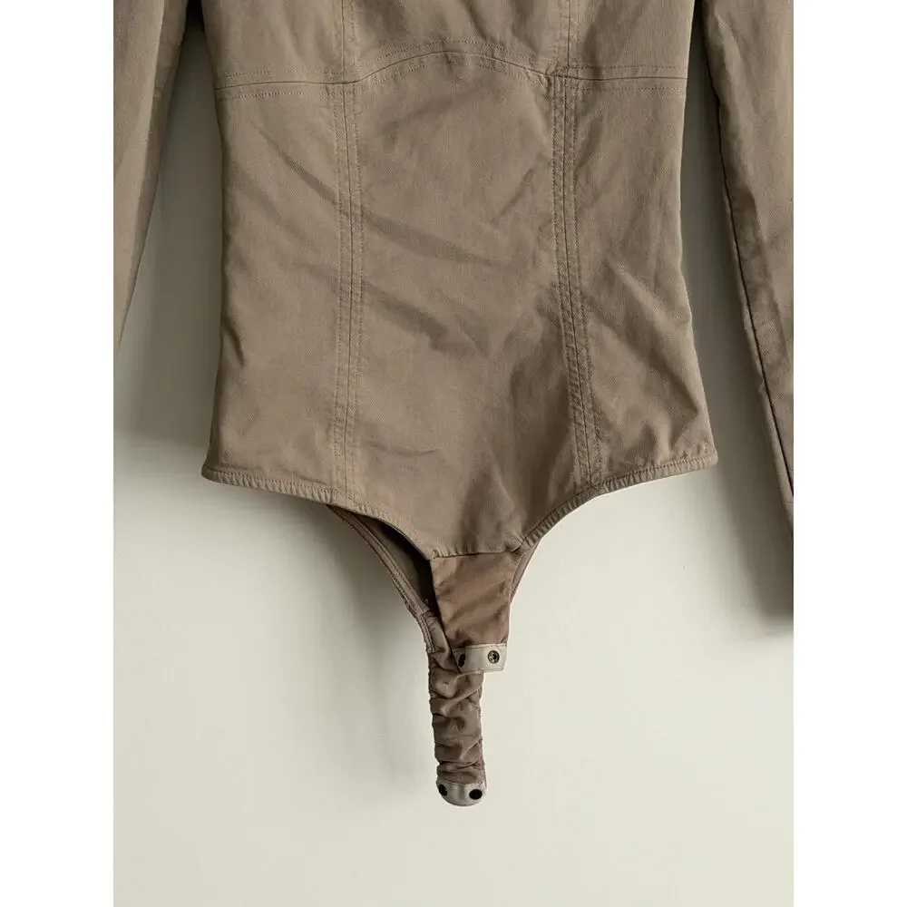 Zara Taupe Square Neck Bodysuit Size XS